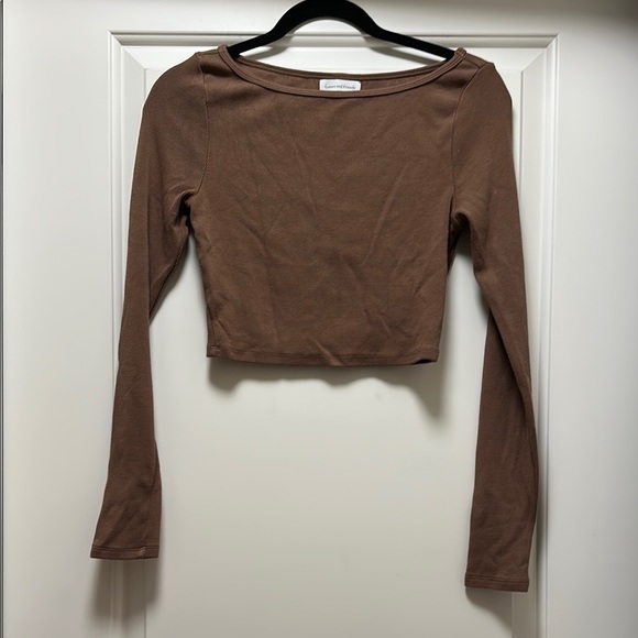 Lovers + Friends Brown Fitted Long Sleeve Blake Crop Top - Picture 2 of 4